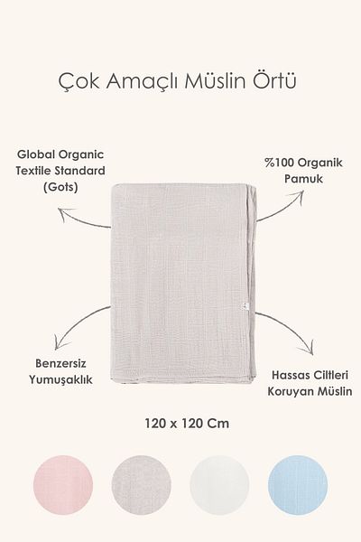 İrya Bebe Marin Multi-Purpose Muslin Blanket White 120x120