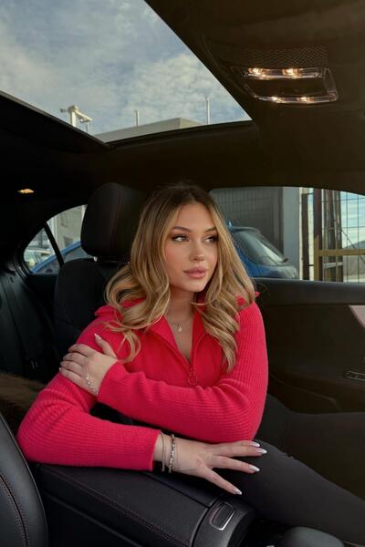 mylove Zip Detay Yumoş Kazak Fuşya