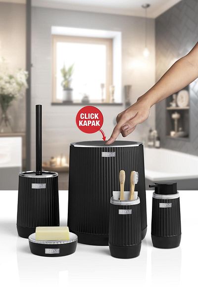 Okyanus Home Σετ μπάνιου Nida Black Chrome Eco 5 τεμαχίων