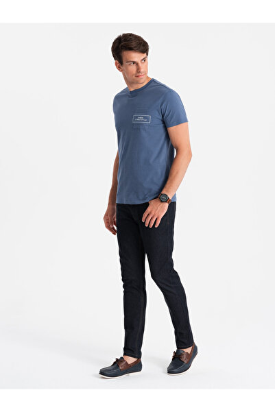 OMBRE Ανδρικό μπλουζάκι από βαμβακερή τσέπη Ombre Streetstyle - indigo V9 OM-TSCT-0108 L