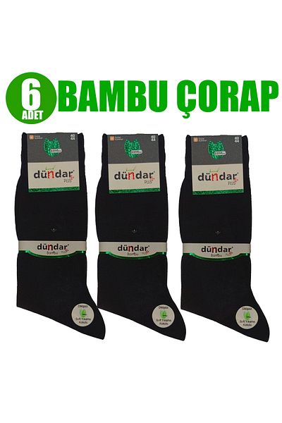 Dündar Plus 6 Pcs Black Men's Bamboo Thin Summer Socks