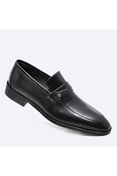 Fosco Siyah Hakiki Deri Bağcıksız Klasik Erkek Ayakkabı 2873 114
