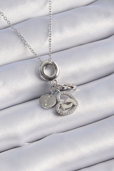 Skygo 316L Steel Silver Color Zircon Stone Detail Heart Model Charm Women's Necklace - Tj-Bko9305