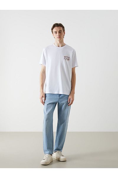 LC Waikiki Tricou pentru bărbați din bumbac pieptănat imprimat cu mânecă scurtă, sezon nou - S5KR68Z8