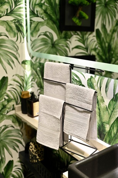 Edora Home حامل مناشف أسود غير لامع مكون من 6 أقسام - حامل ومنظم مسبحة، مصنوع...