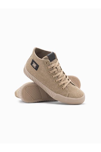 OMBRE Herren Canvas High Top Sneakers Schuhe - Hellbraun V3 OM-FOTH-0186 45