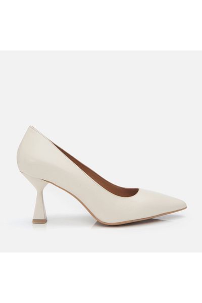 Hotiç Genuine Leather Ecru Women's Stiletto