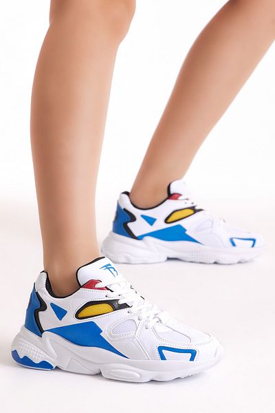 PowerSpeed Unisex White Sax Comfortable Fit High Sole Lace-Up Sports Shoes