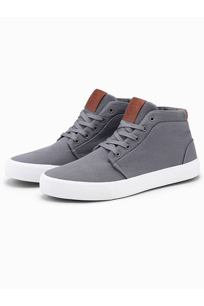 OMBRE Herren High-Top-Sneakers aus Baumwoll-Canvas - grau V3 OM-FOTH-0156 42