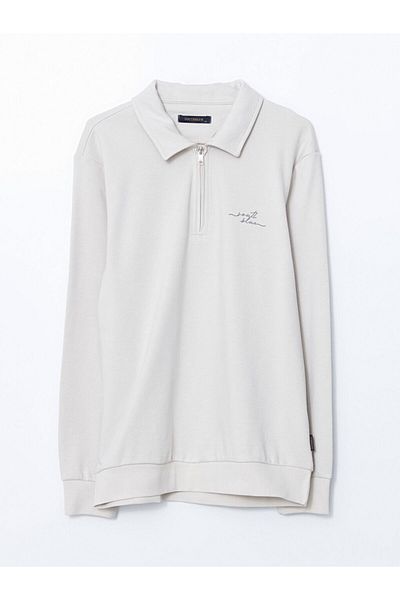 LC Waikiki Southblue Polo Neck Long Sleeve Men's Sweatshirt