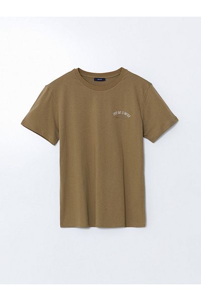 LC Waikiki New Season Crew Neck Κοντό μανίκι εμπριμέ χτενισμένο βαμβακερό ανδρικό Tisort - S5KP08Z8