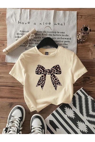 Machetta Tricou Crop cu imprimeu cu panglică leopard de damă
