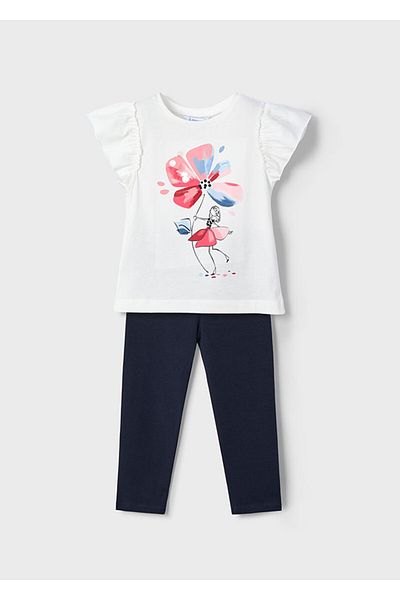 MAYORAL Girl's 3705 Model Printed Tights and T-Shirt Set