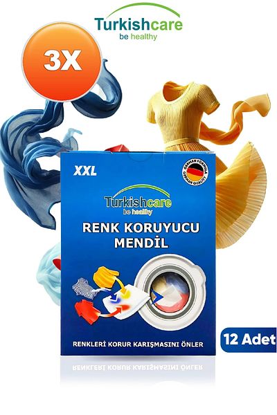 Turkishcare Set of 12 Handkerchiefs Triple for Color Protective Laundry