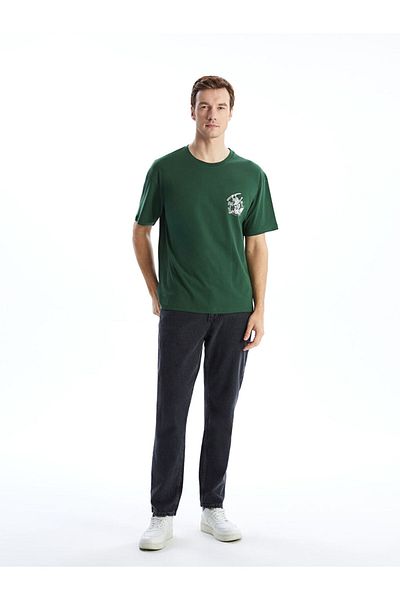 LC Waikiki New Season Crew Neck Κοντό μανίκι εμπριμέ χτενισμένο βαμβακερό ανδρικό Tisort - S5K343Z8