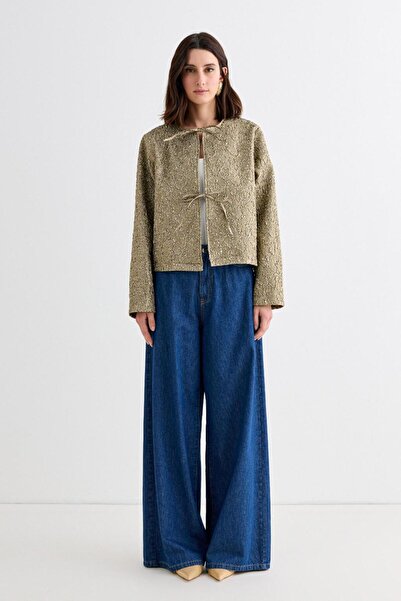 KADRİYE BAŞTÜRK Mia Jacquard - Gold Midi Jacket