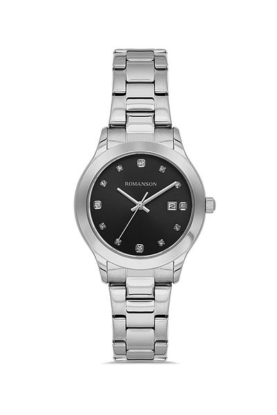 Romanson Rm4205Uu1Wa32W Steel Cord Silver Color Stone Women's Wristwatch with Calendar