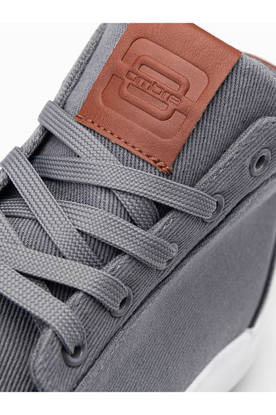 OMBRE Herren High-Top-Sneakers aus Baumwoll-Canvas - grau V3 OM-FOTH-0156 42