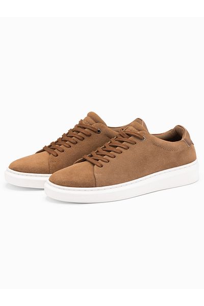OMBRE Klasické pánské měkké semišové tenisky - světle hnědé V1 OM-FOCS-0163 45
