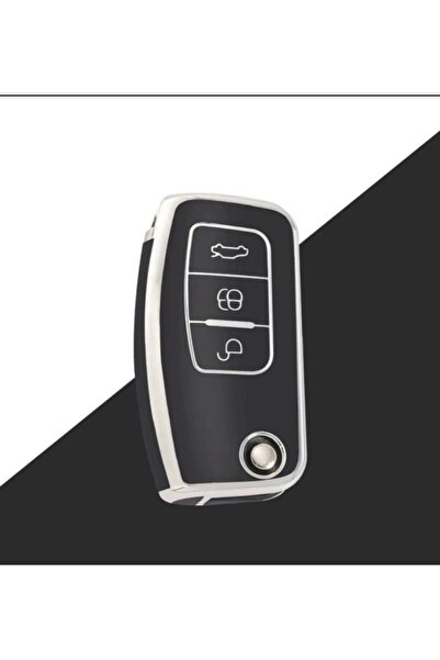 EBG İSTANBUL Ford Focus și Fiesta Mondeo CMax Courier Nano - Carcasă pentru chei cu 3 butoane (culoare negru argintiu)