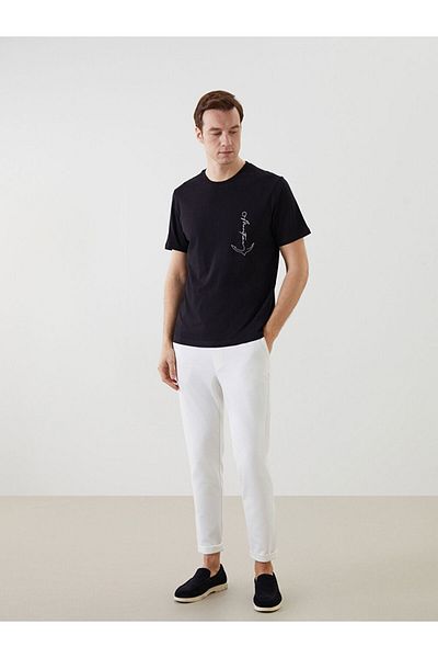 LC Waikiki Νέα σεζόν Crew Neck κοντομάνικο εμπριμέ χτενισμένο βαμβακερό ανδρικό Tisort - S5JI58Z8