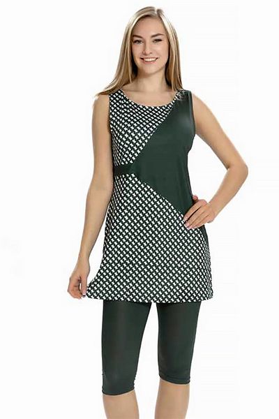 REMSA Khaki Swimsuit - Zero Sleeve and Semi Closed, 155-29 Model