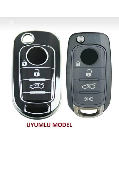 EBG İSTANBUL Fiat Egea Switchblade 3 Push Button Nano Key Case Black Silver Silver Color 1.Ci Quality