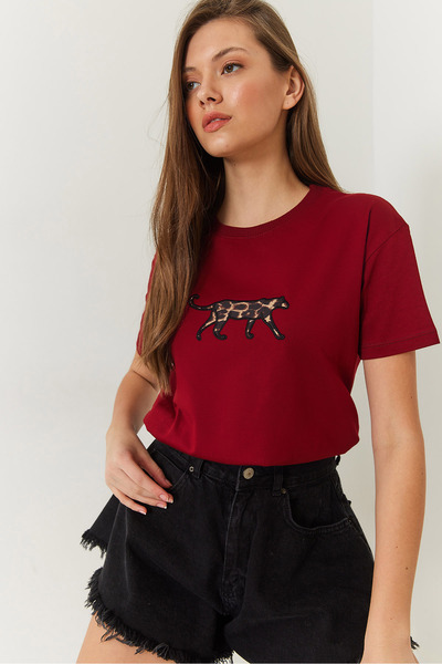 Bianco Lucci Damen-T-Shirt mit Leopardenmuster - 60602006