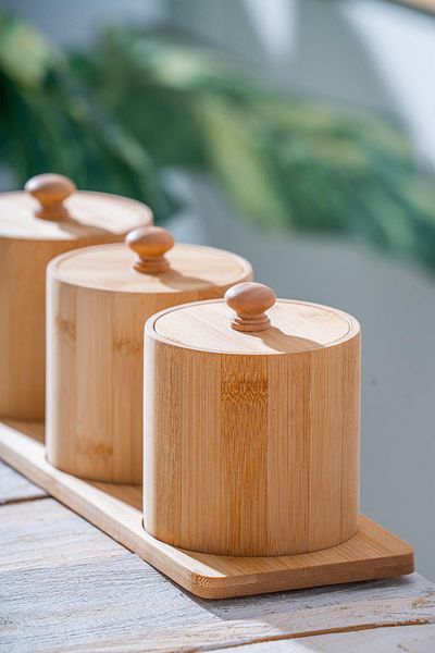 ACAR 3-Piece Spice Set with Bamboo Stand