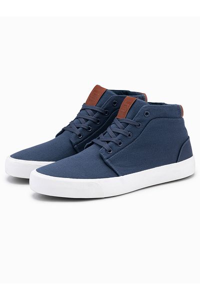OMBRE Herren High-Top-Sneaker aus Baumwoll-Canvas - dunkelblau V1 OM-FOTH-0156 41