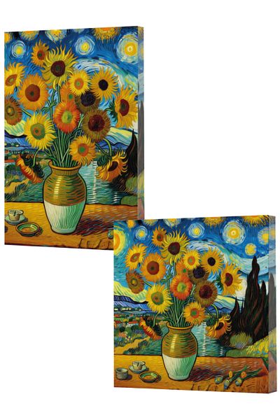 Dokuz Yayınları Vivago Art Van Gogh 10 Month Flowers 14X20 Lined Notebook-15X15 Unlined Notebook Set (320 Sheets)