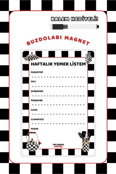 The Grade Summer Sil Notepad - My Weekly Meal List Magnet Notepad 21X15