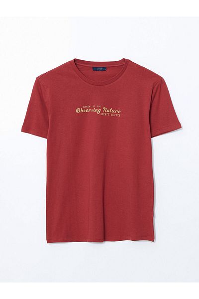 LC Waikiki LCW ECO Rundhalsausschnitt Kurzarm bedrucktes gekämmtes Herren-T-Shirt
