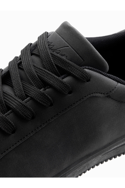 OMBRE Ležérní uniformní pánské eko nubukové boty - černé V4 OM-FOCS-0151 40