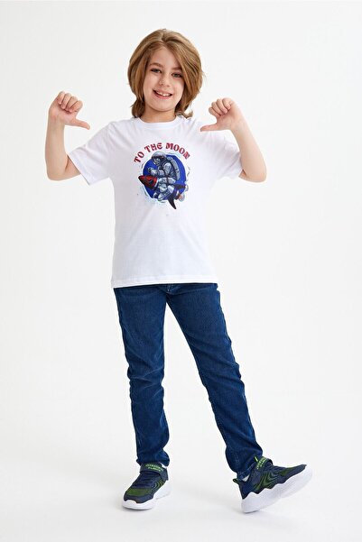 CC STORE Tricou pentru copii cu imprimeu astronaut pentru varsta 5-15 ani