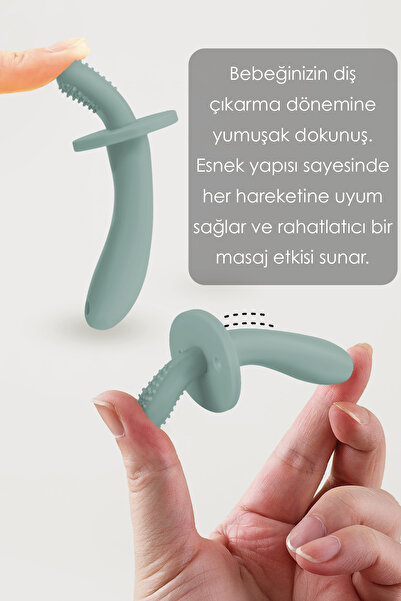 Meleni Baby 2'li Bebek Diş Kaşıyıcı Seti - Silikon Diş Kaşıma Emziği, Kaktüs Silikon Diş Kaşıyıcı - Yeşil
