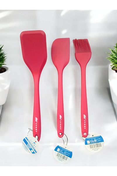 IVORY Silicone Spatula Set with Inflamable Non-Standing Egg Brush
