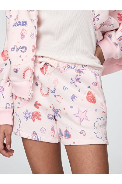 GAP Kız Çocuk Pembe Logo Fransız Havlu Kumaş Pull-On Şort
