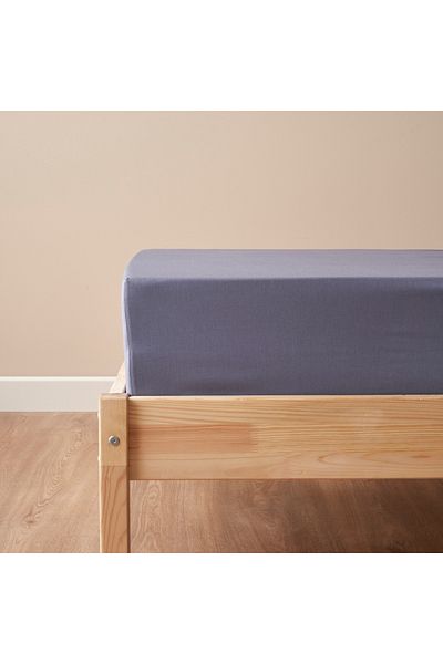 Bella Maison 100% Cotton Satin Supreme King Size Fitted Sheet Blue (180X200X35 cm)