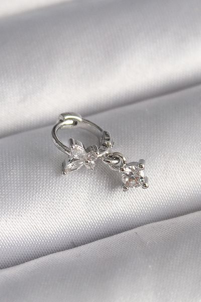 Skygo 316L Steel Silver Color Zircon Stone Butterfly Model Dangle Detail Tragus Piercing - Tj-Pr1299