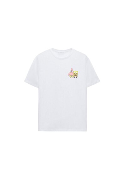 CC STORE Μπλουζάκι Σφουγγαράκης Μπομπ Σφουγγαράκης Μαύρο Λευκό Oversize Σχέδι...