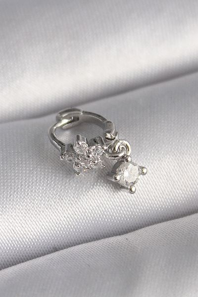 Skygo 316L Steel Silver Color Zircon Stone Flower Model Dangle Detail Tragus Piercing - Tj-Pr1311
