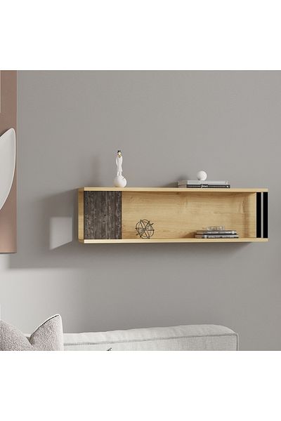HOMS Raft de perete Riva culoare stejar si antracit 100 cm