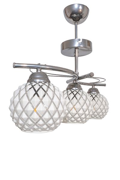 Fer Avize Rengin Modern Chrome Color 3-Piece Glass Chandelier Living Room - Kitchen - Bedroom