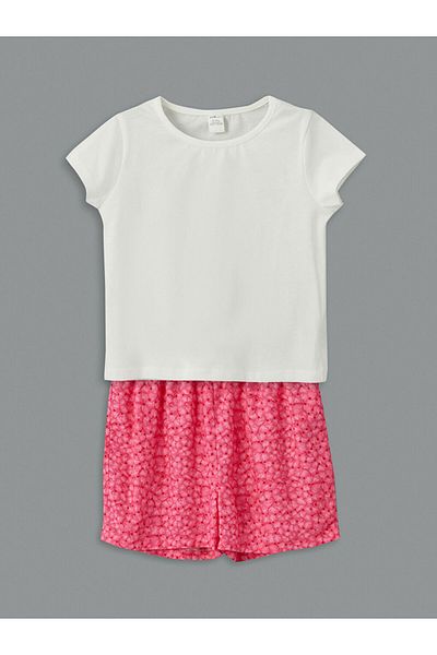 LC Waikiki Lcw Floral Girl's Blouse and Shorts 2-Piece