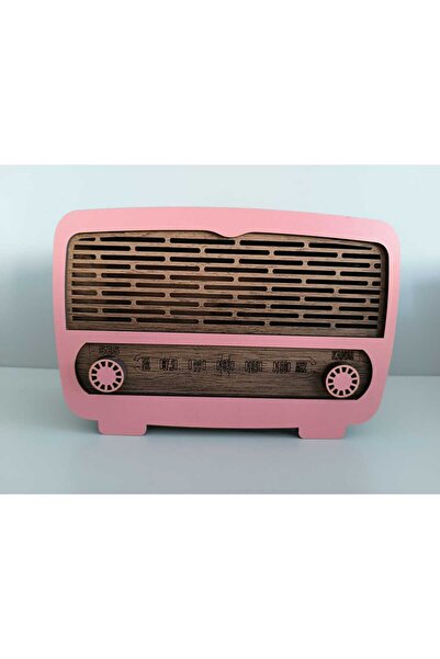 VRLART İsme Özel Ahşap Radyo Kumbara Pembe
