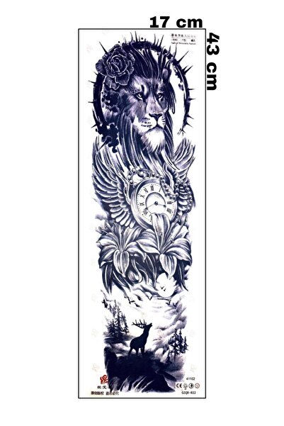 Mecit Tuhafiye 1 AY KALICI TAM BOY KOL KAPLAMA ASLAN SAAT GEYİK GEÇİCİ DÖVME