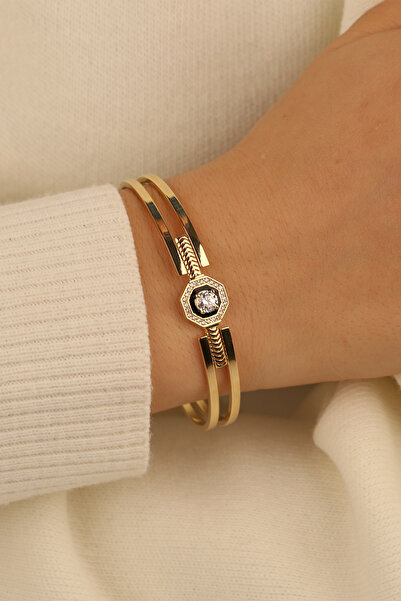 Çgk Çiğdem Gürel Kuyumculuk Mineli Tektaş Kelepçe Altın Bilezik