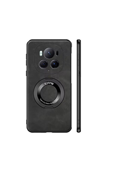 Microcase Honor Magic 6 Pro Magsafe Uyumlu Deri Kaplama Standlı Kılıf AL4969