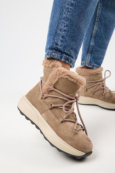 Manijero (Solon) Women's Genuine Leather Lace-Up Mink Boots with Fur Inside